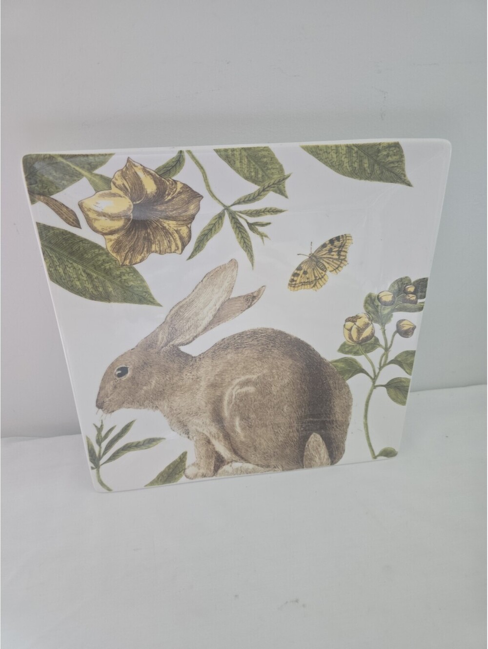Artistic Accents Easter Bunny Rabbit Gray and Green Small Plates Set of 1